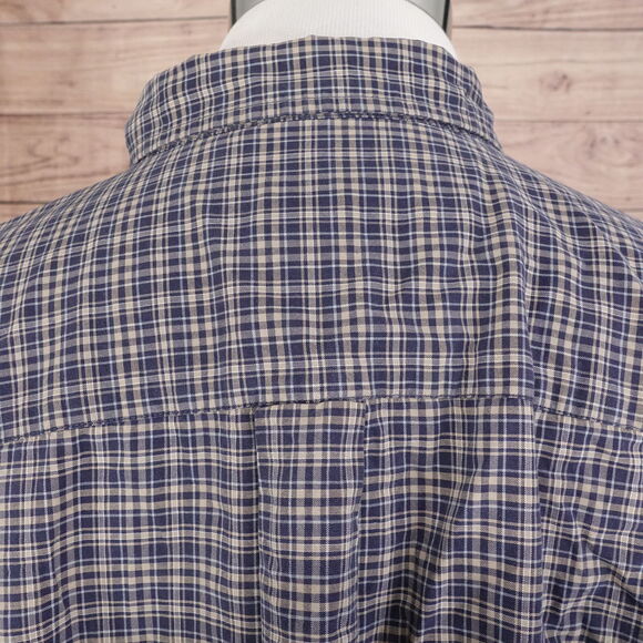 EDDIE BAUER LONG SLEEVE DARK BLUE PLAID BUTTON DOWN SHIRT MENS SIZE XL TALL XLT - Picture 6 of 7